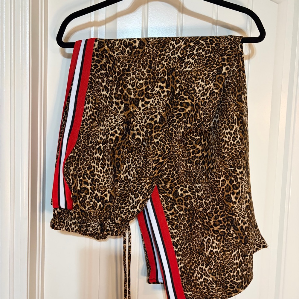 Leopard Print Shorts with Red Stripe - Picture 2 of 2